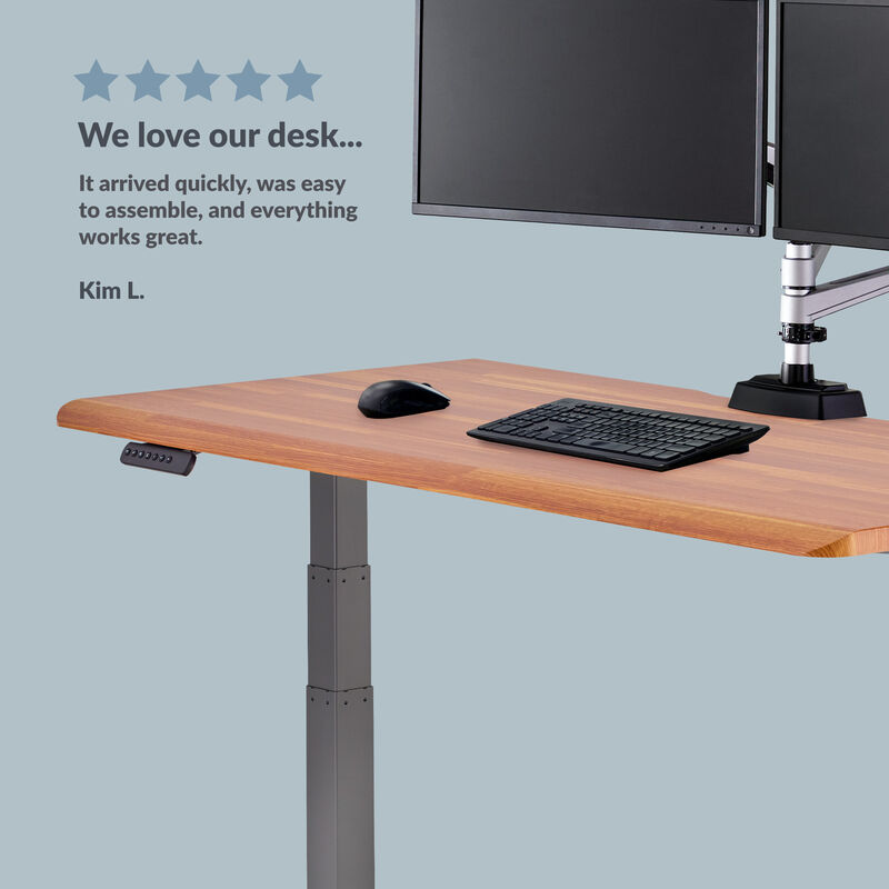 Kim L quoted we love our desk, it arrived quickly, was easy to assemble and everything works great image number null
